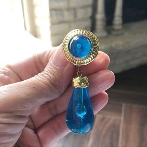 Vintage Glam Oversized Blue Bubble Lucite Drop Clip On Earrings…BIG!